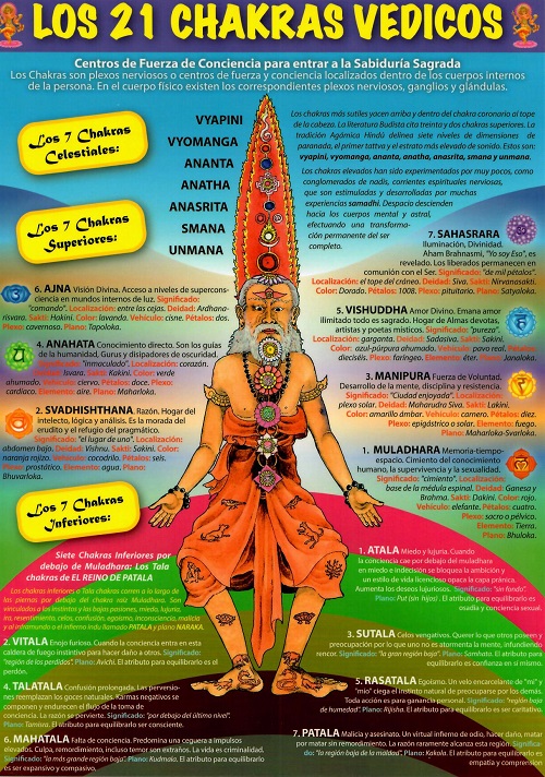 
            Los 21 chakras vedicos