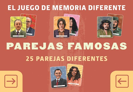 Juego de memoria diferente, parejas famosas